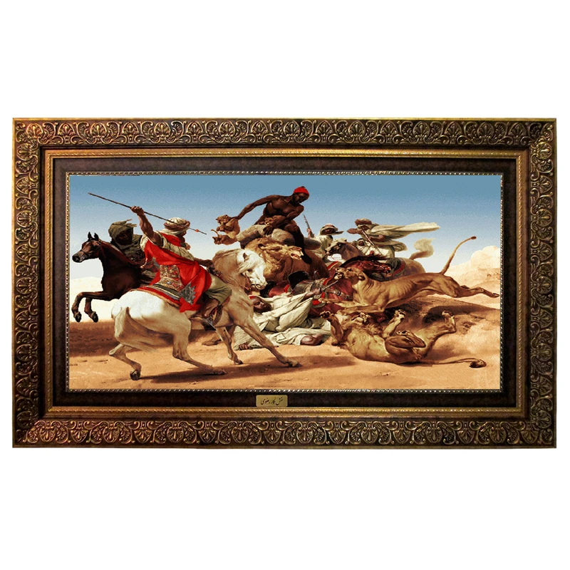 تابلو فرش ماشینی نقش نگار رضوی طرح جنگ اعراب کد 804CB