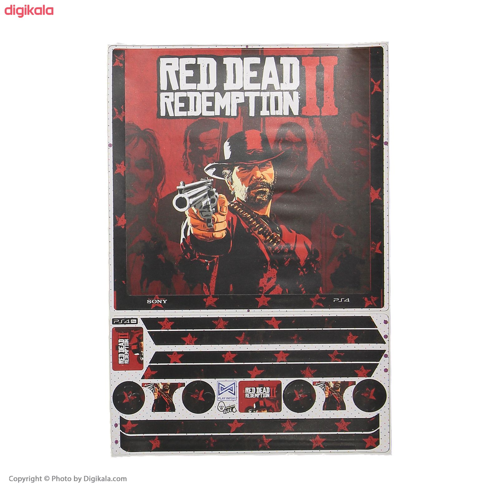 برچسب پلی استیشن 4 پرو پلی اینفینی مدل Red Dead Redemption 2 01 به همراه برچسب دسته
