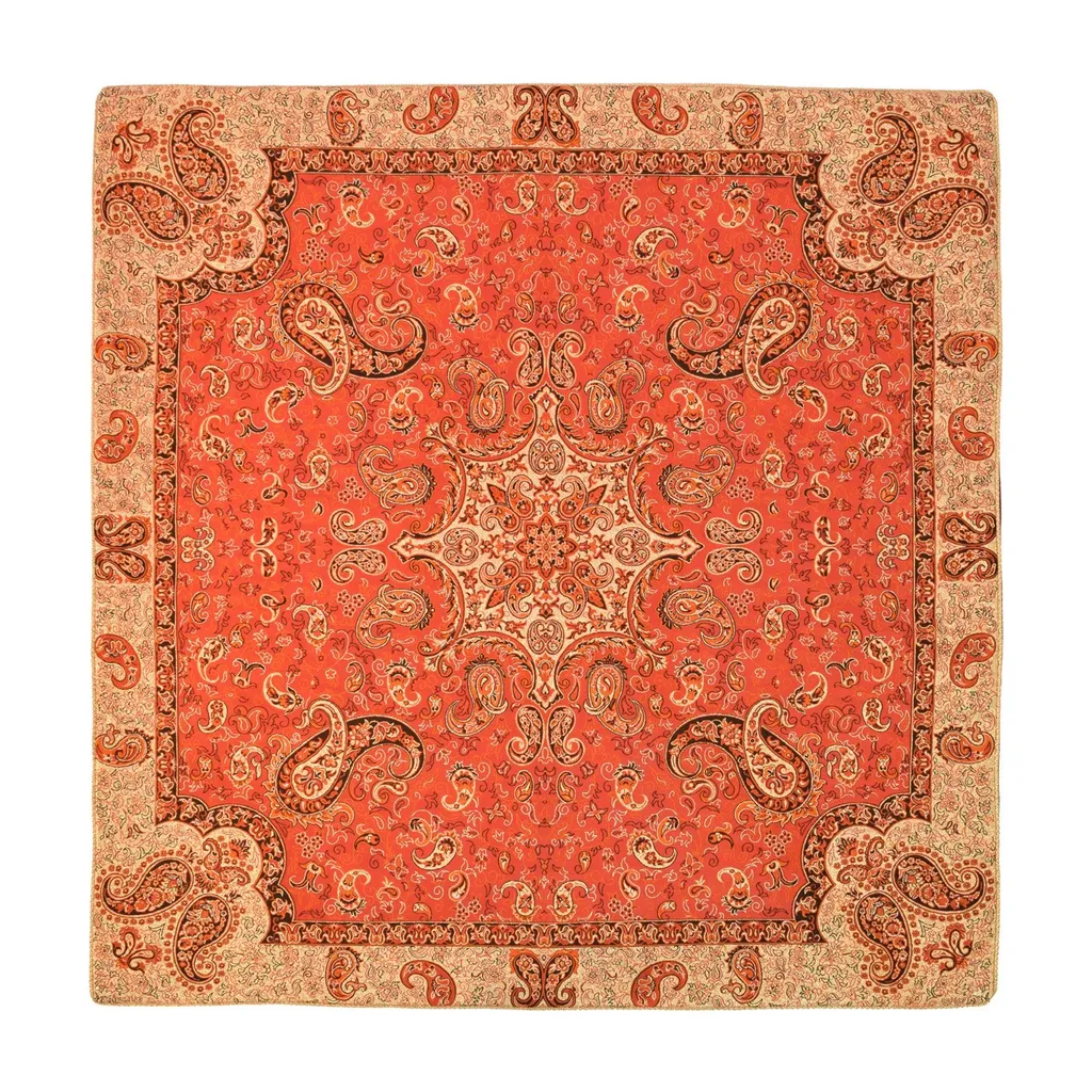 رومیزی ترمه ژینورا طرح نارنج سایز 100x100 سانتیمتر