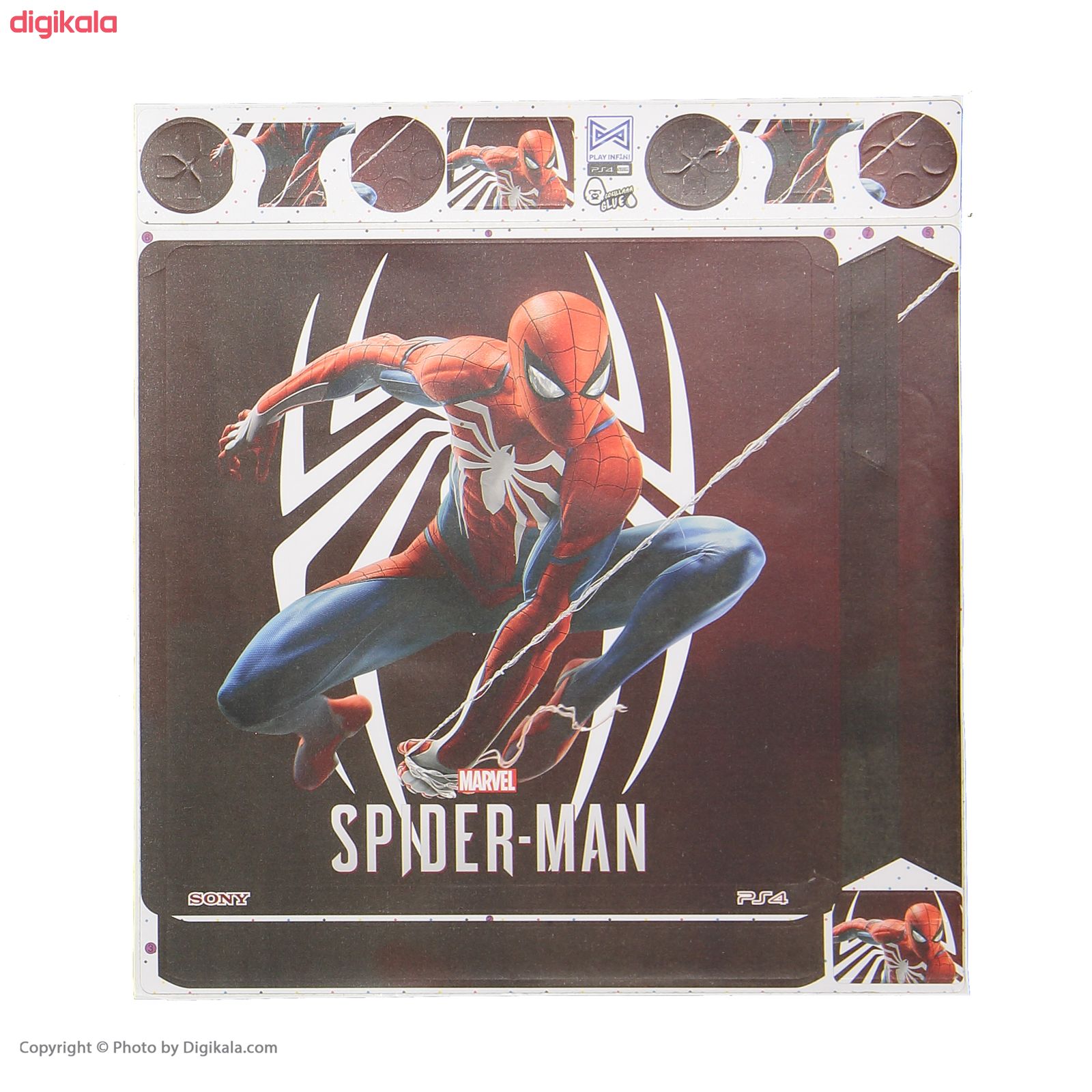 برچسب پلی استیشن 4 اسلیم پلی اینفینی مدل Spider-Man 01 به همراه برچسب دسته