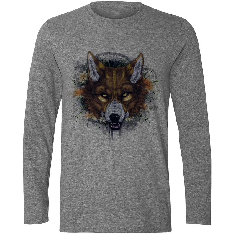 تیشرت آستین بلند مردانه طرح گرگ کد F177