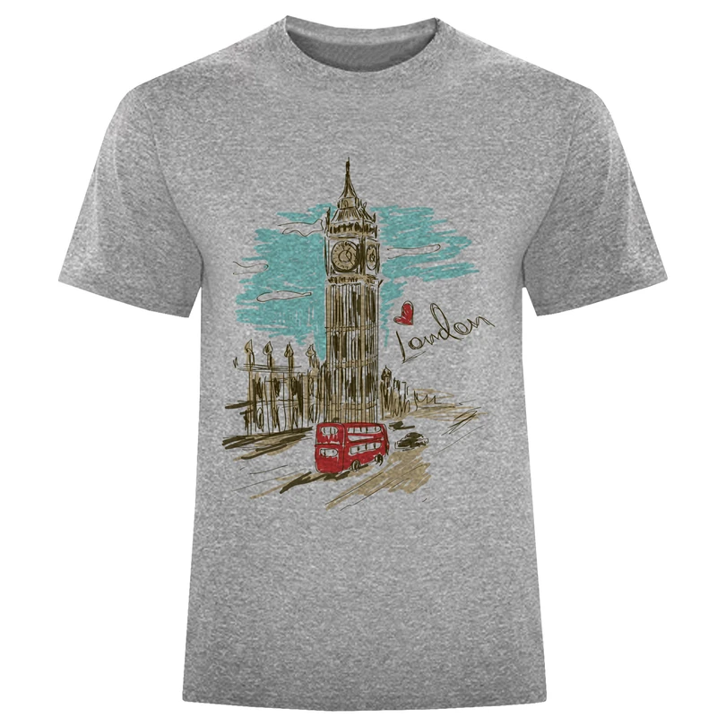 تیشرت آستین کوتاه مردانه طرح لندن کد F61