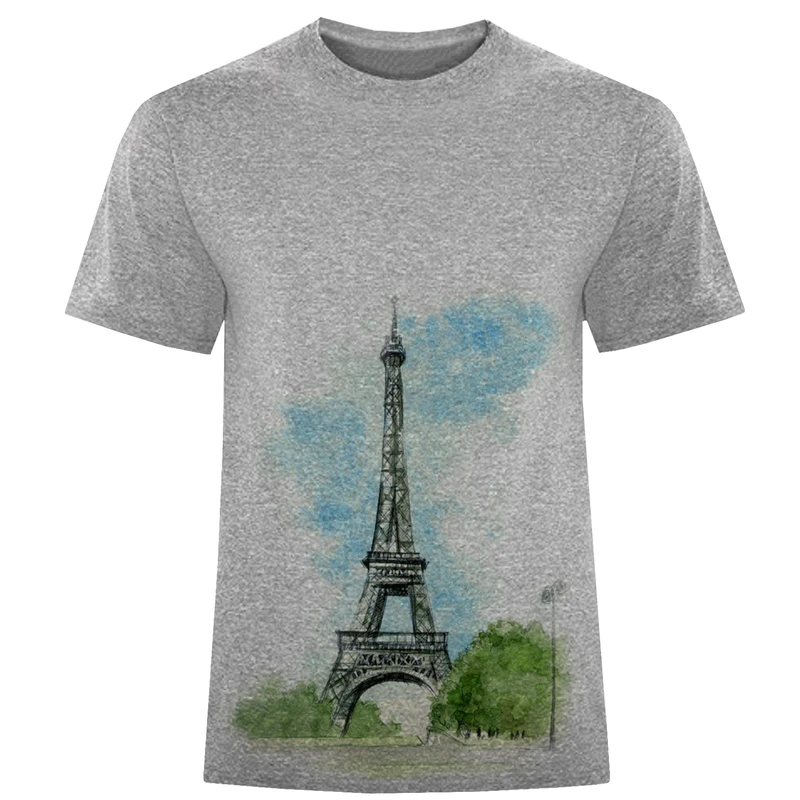 تیشرت آستین کوتاه مردانه طرح ایفل کد F65