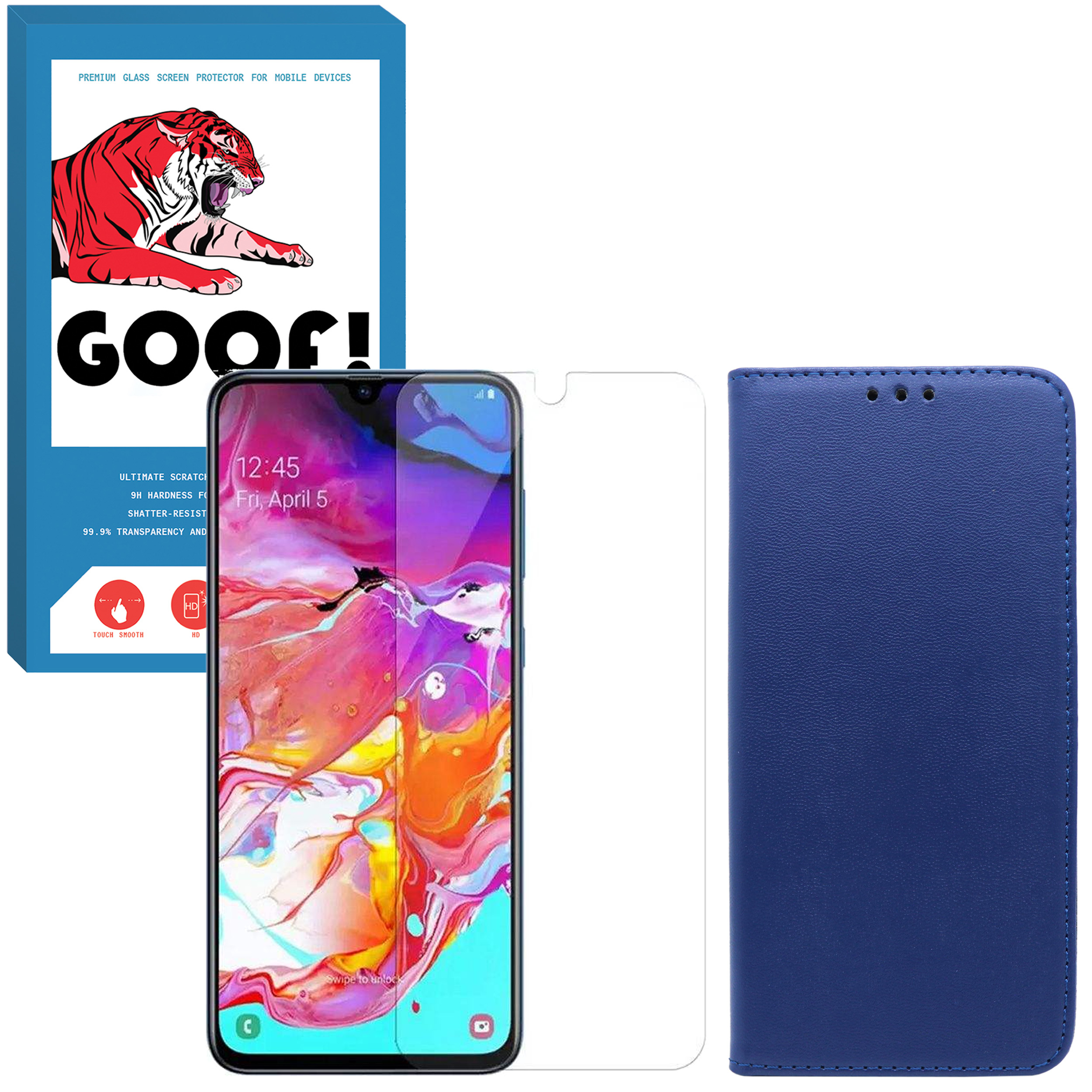 کیف کلاسوری مدل KF-022 مناسب برای گوشی موبایل سامسونگ Galaxy A70 به همراه محافظ صفحه نمایش گوف مدل SDG-022