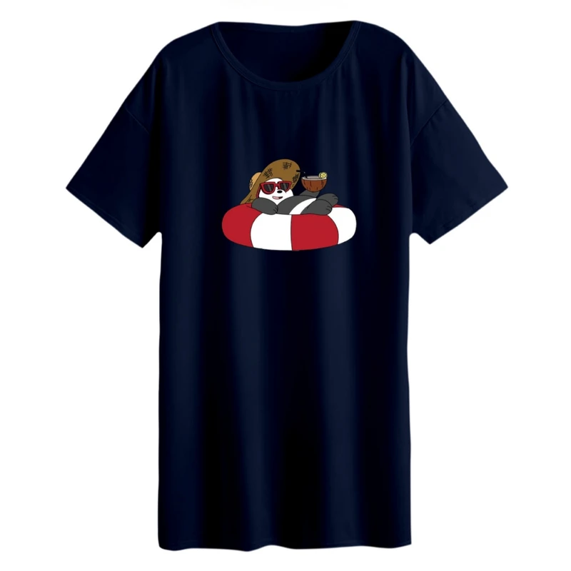 تی شرت لانگ زنانه مدل خرس سفید