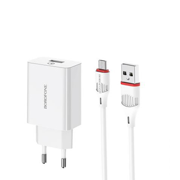 شارژر دیواری بروفون مدل BA21 A به همراه کابل تبدیل USB-C