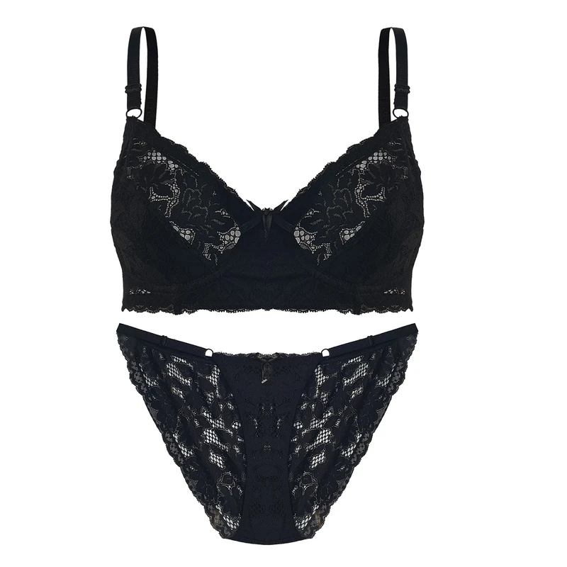 ست شورت و سوتین زنانه مدل توری فنردار کد J9819