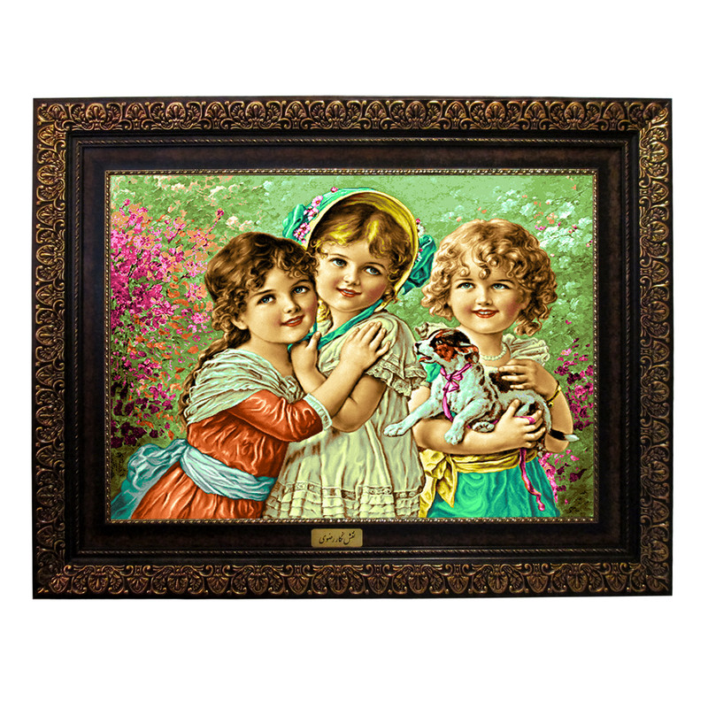 تابلو فرش ماشینی نقش نگار رضوی طرح کودکان کد 697P