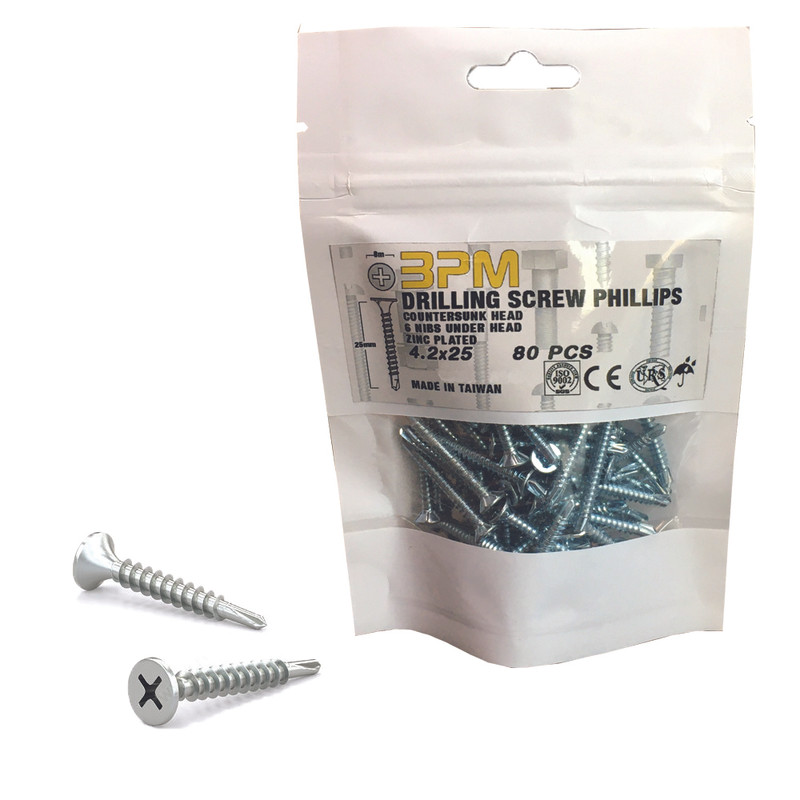 پیچ سر تخت مته ای مدل bpm-25C4.2 بسته 80 عددی