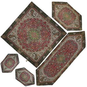 ست 5 تکه رومیزی ترمه شوکران یزد مدل چهل ستون کد ZRSH4-4