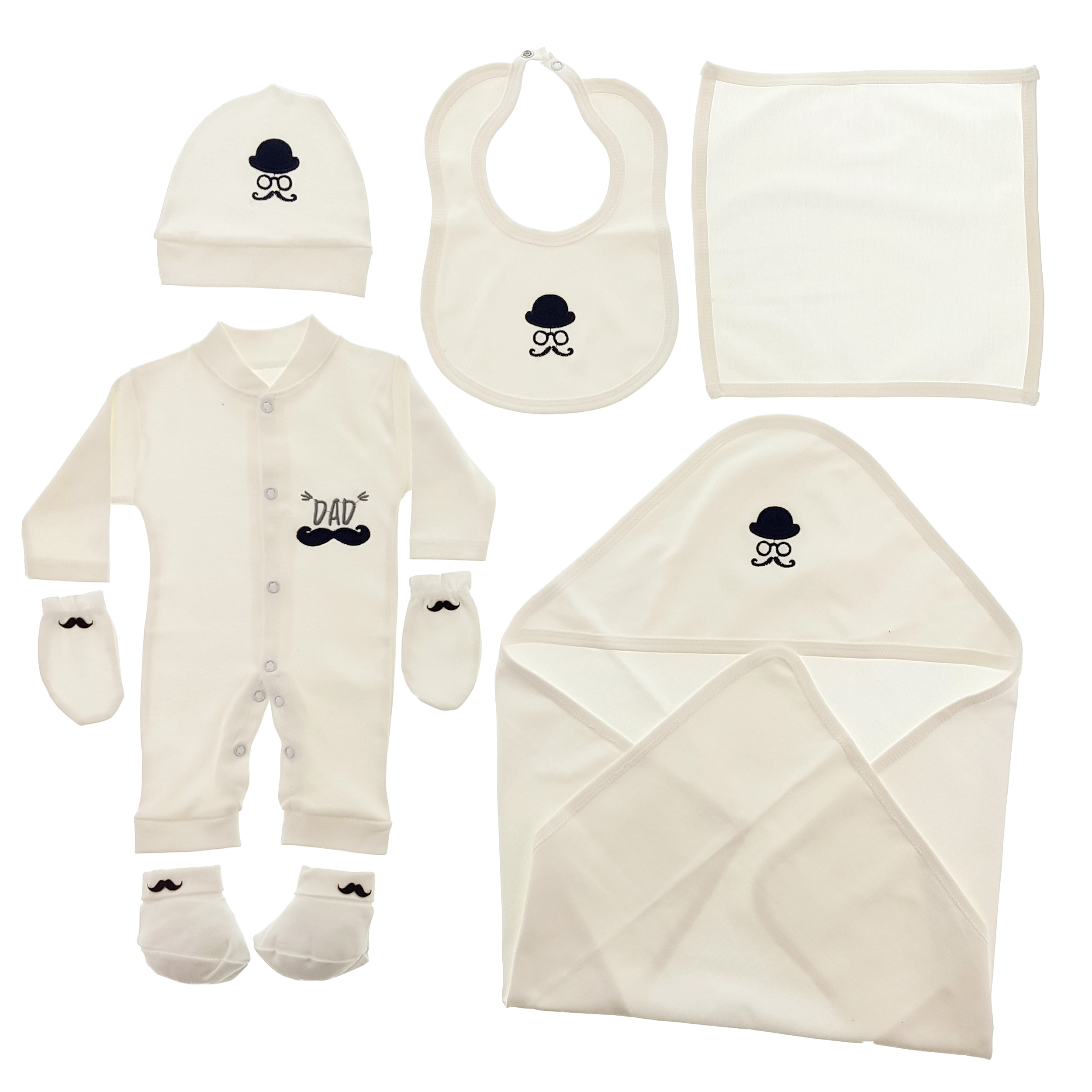 ست 9 تکه لباس نوزاد طرح سبیل کد t77285493  _710984575