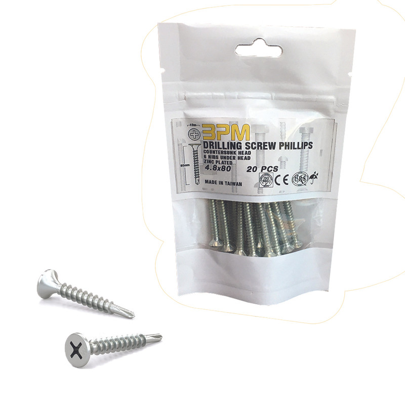 پیچ سر تخت مته دار مدل bpm-80C4.8 بسته 20 عددی