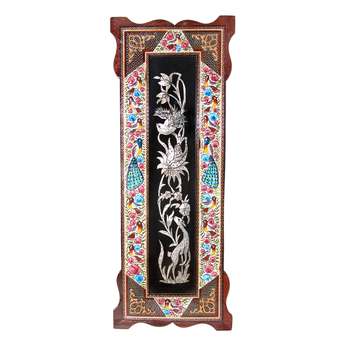 قاب خاتم کاری شده طرح گل و پرنده کد M-1001