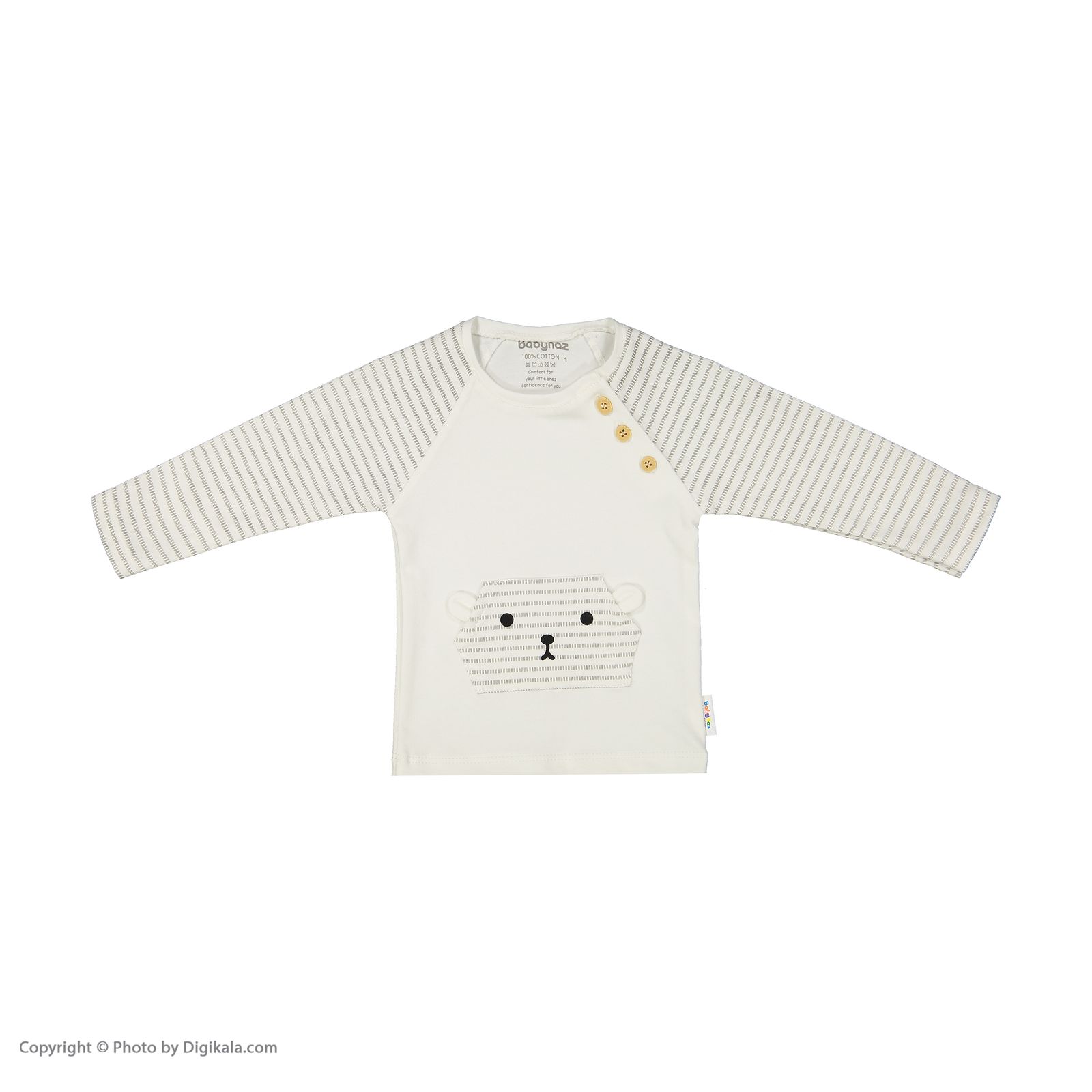 تی شرت نوزادی بی بی ناز مدل 1501485-0193 - سفید طوسی - 2