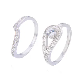  انگشتر نقره زنانه شهر جواهر کد SJ-YR021 مجموعه 2 عددی