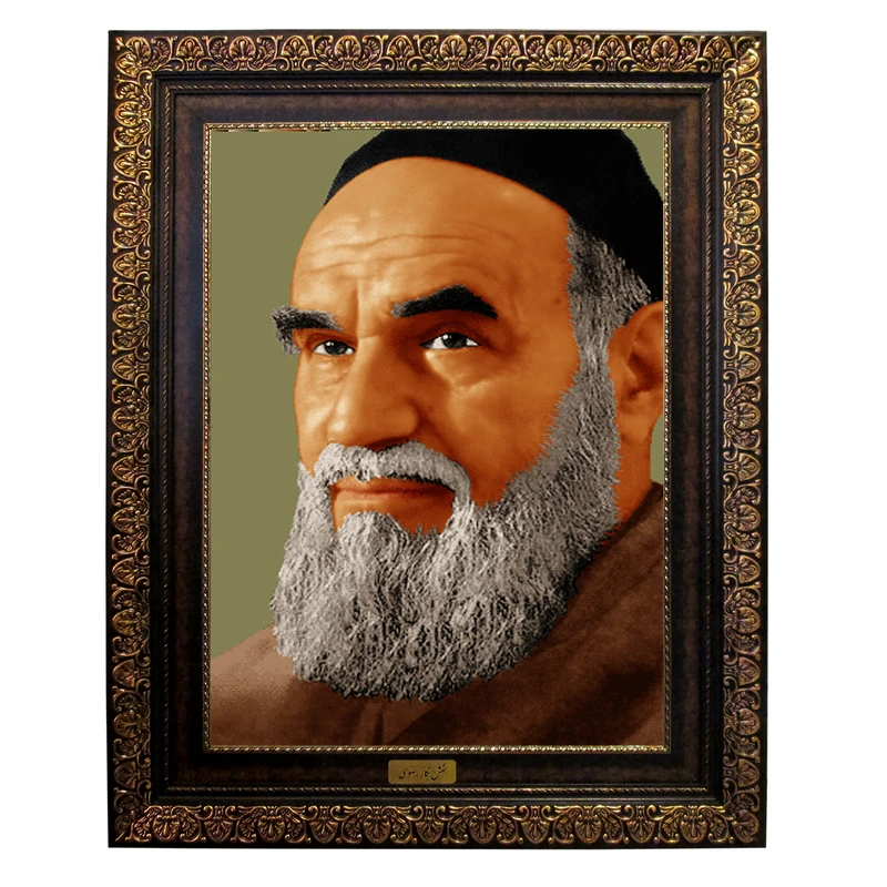 تابلو فرش ماشینی نقش نگار رضوی طرح امام خمینی کد 1106P