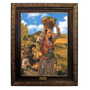 تابلو فرش ماشینی نقش نگار رضوی طرح دختر ایرانی کد 1172P