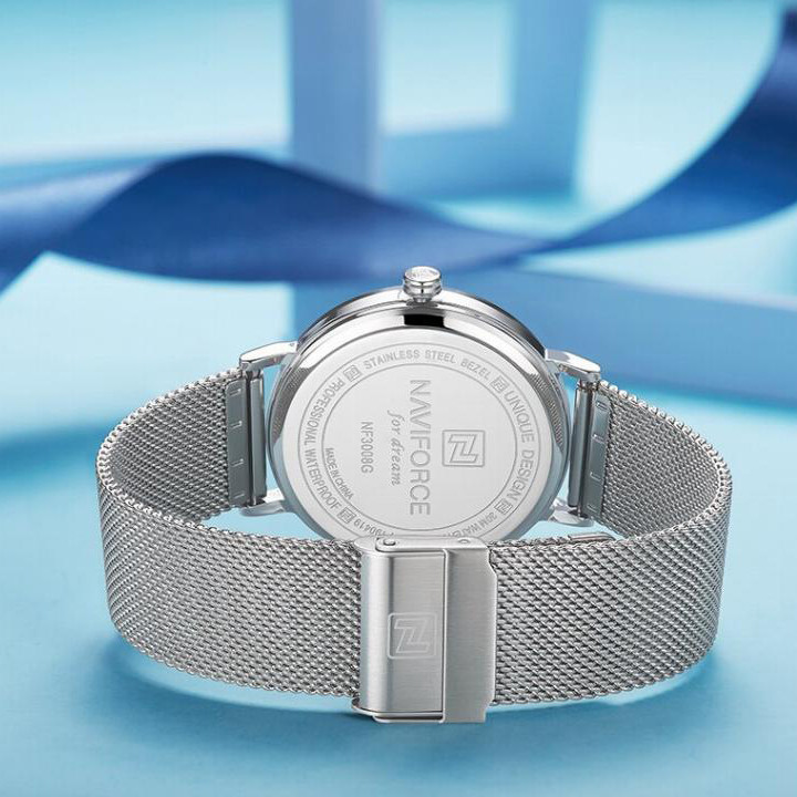 ساعت مچی عقربه ای زنانه نیوی فورس کد NF3008L -S-W ساعت مچی عقربه ای زنانه نیوی فورس کد NF3008L -S-W