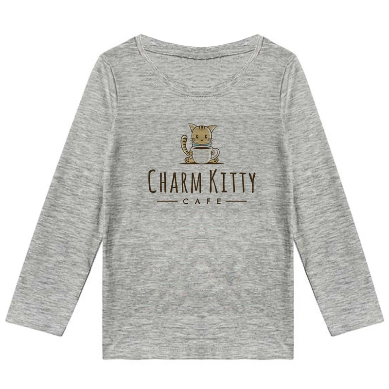 تیشرت آستین بلند پسرانه طرح charm kitty کد F35