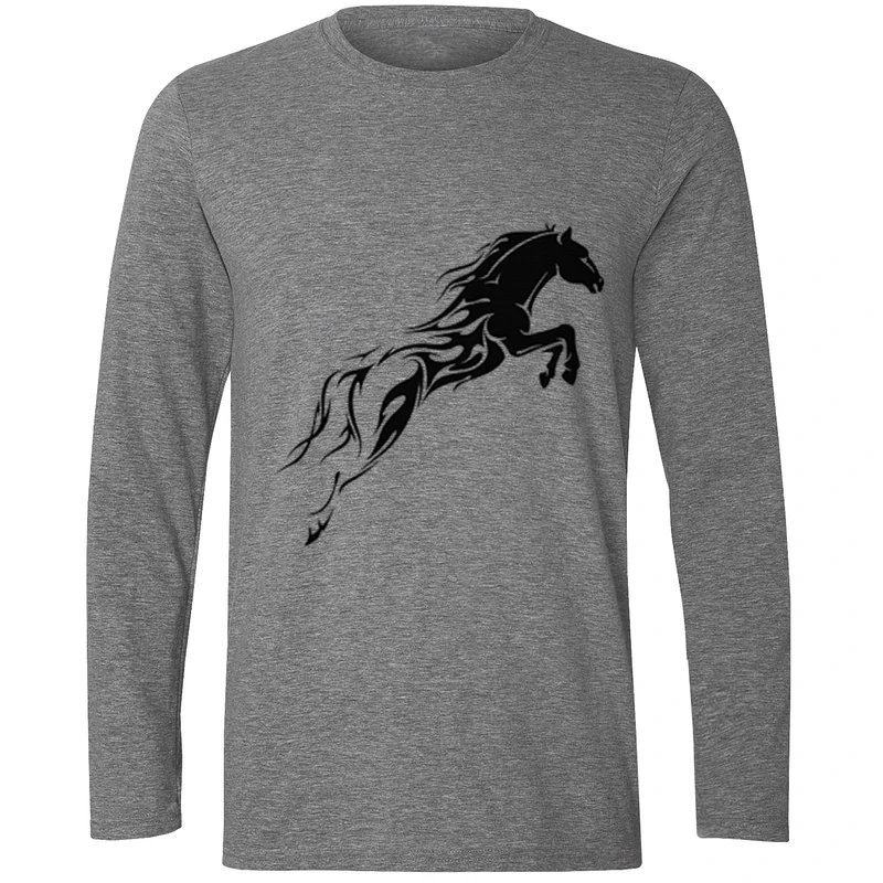 تیشرت آستین بلند مردانه طرح اسب کد F202