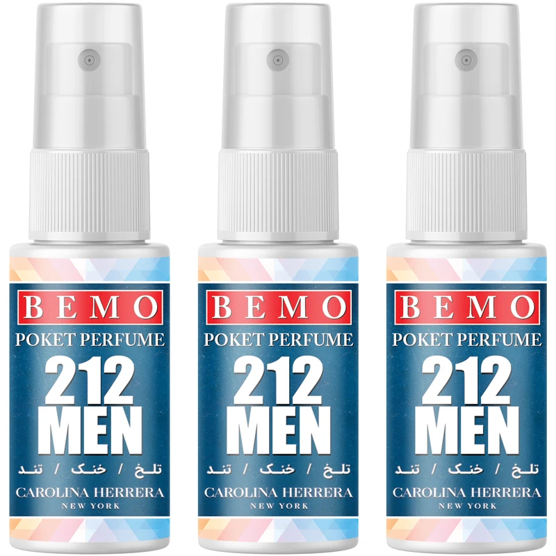 عطر جیبی مردانه بمو مدل 212 MEN NYC حجم 20 میلی لیتر بسته 3 عددی