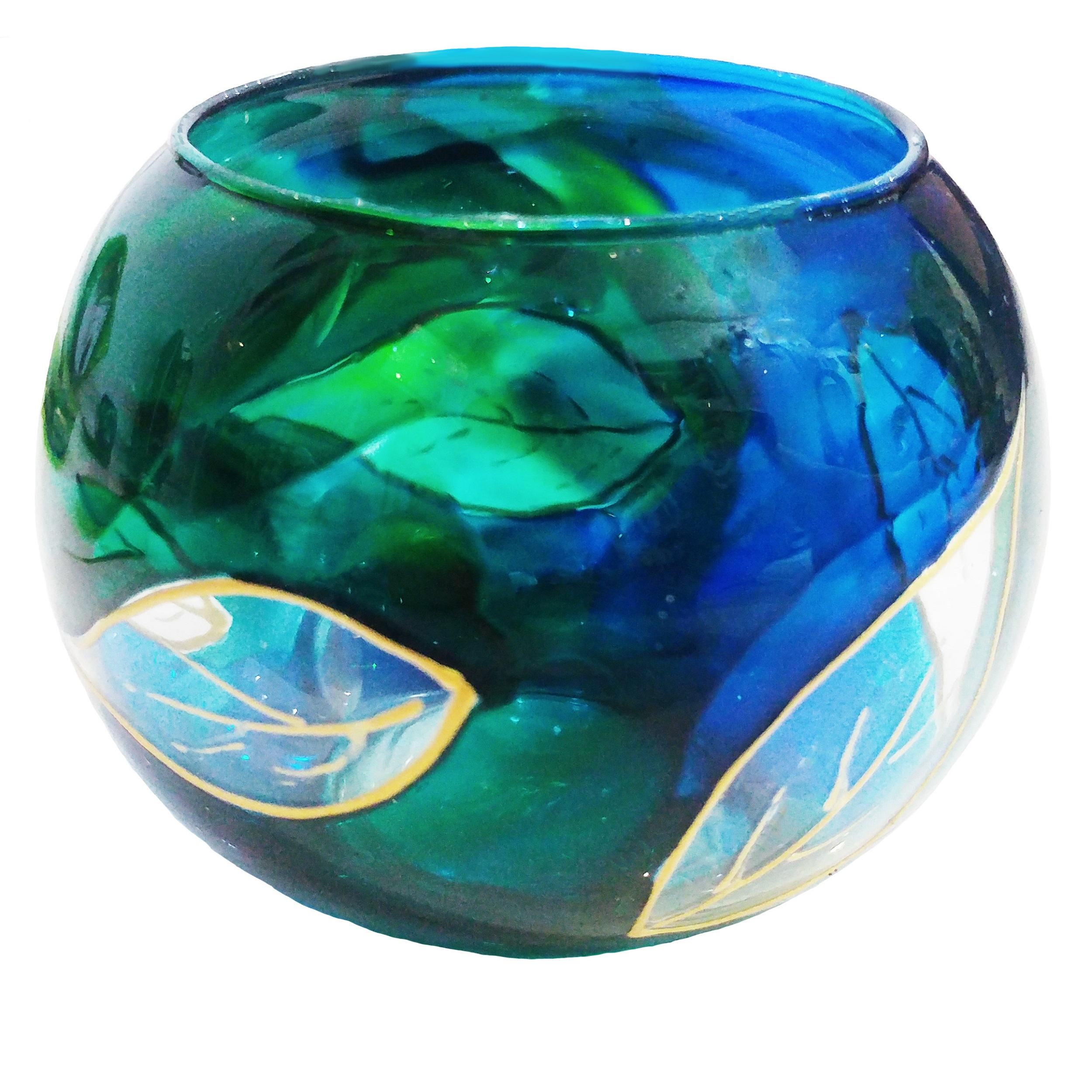 جا شمعی شیشه ای طرح برگ کد 01