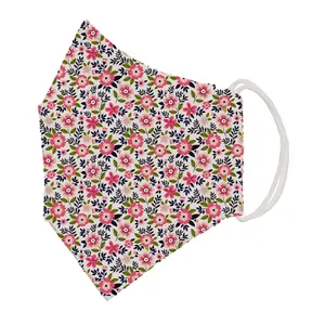 ماسک پارچه‌ای مدل سه بعدی طرح گل کد 002