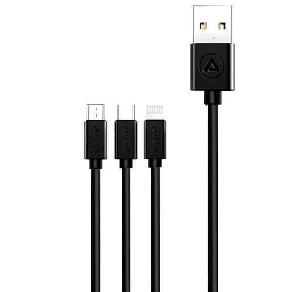 کابل تبدیل USB به لایتنینگ/USB-C/microUSB اسزون مدل aio-100 طول 1 متر
