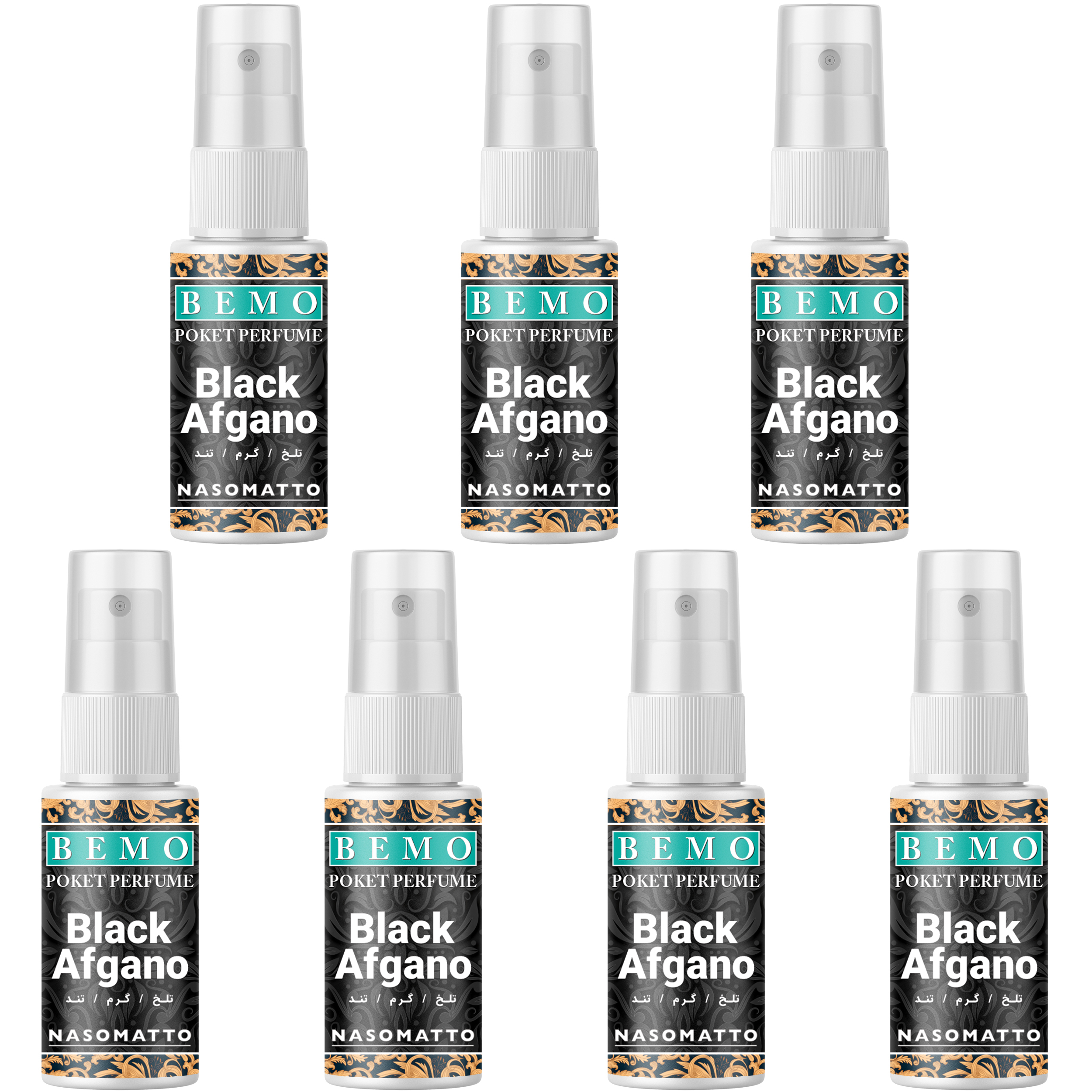 عطر جیبی بمو مدل Black Afgano حجم 20 میلی لیتر بسته 7 عددی