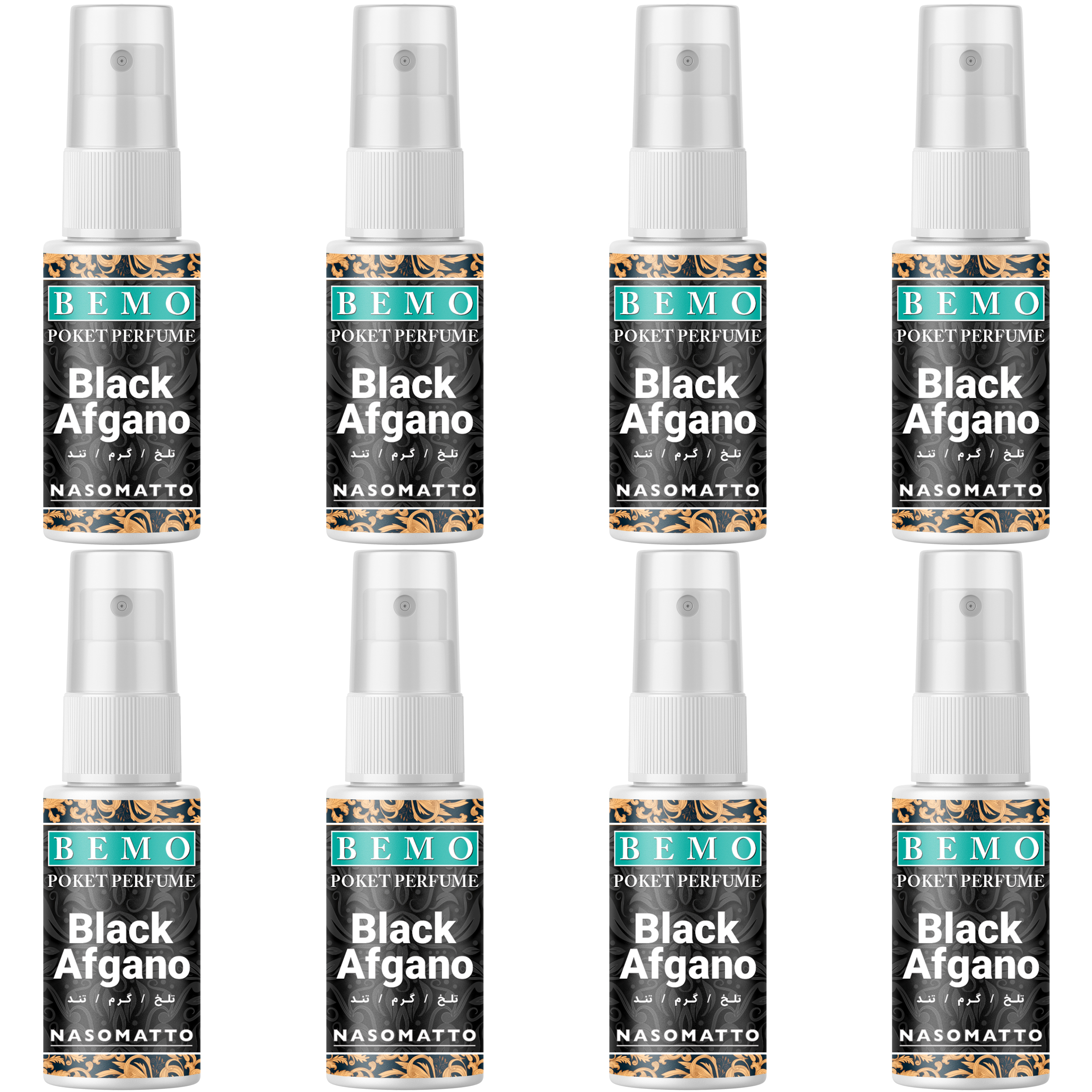 عطر جیبی بمو مدل Black Afgano حجم 20 میلی لیتر بسته 8 عددی