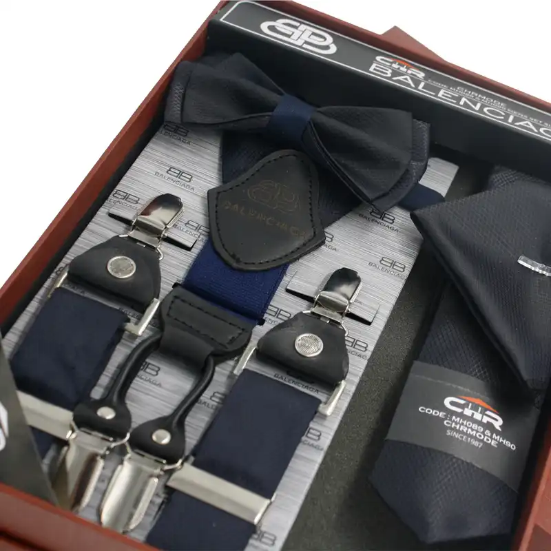 ست کراوات و پاپیون و ساسبند و دستمال جیب و دکمه سردست مردانه سی اچ‌ آر کد MH090