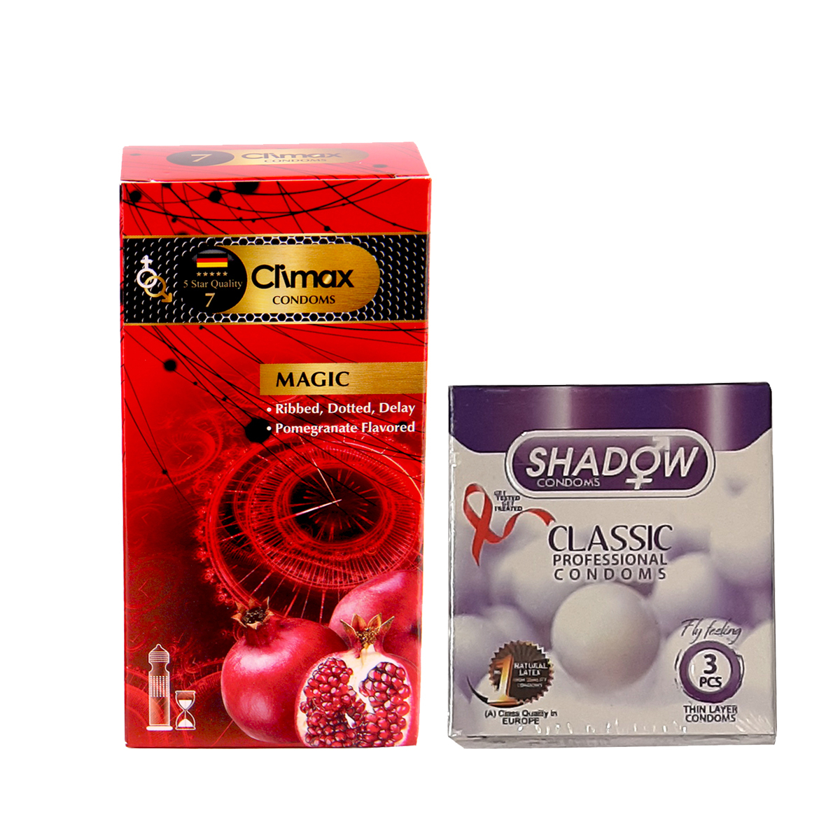 کاندوم کلایمکس مدل magic بسته 12 عددی به همراه کاندوم شادو مدل classic بسته 3 عددی 