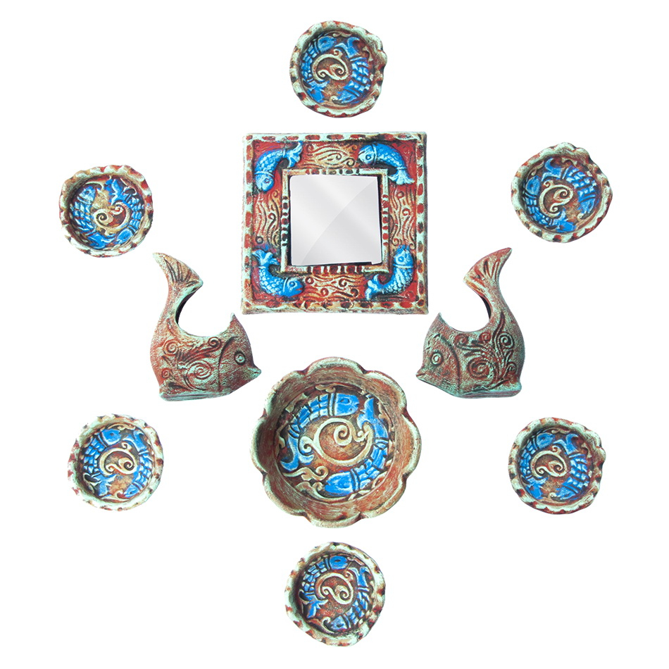 مجموعه ظروف هفت سین 10پارچه مدل ماهی کد 021