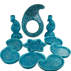 مجموعه ظروف هفت سین 10 پارچه طرح بته جقه مدل B10