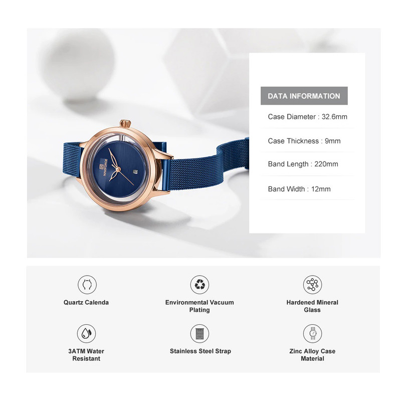 ساعت مچی عقربه ای زنانه نیوی فورس مدل NF5014L -RG-BE