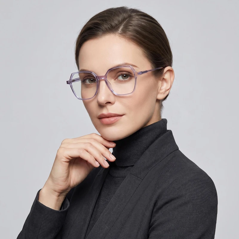 فریم عینک طبی چند ضلعی مدل TRLD208C122P81 مناسب برای صورت گرد و بیضی