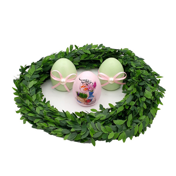 تخم مرغ تزیینی طرح هفت سین و پاپیون کد mk405 مجموعه ۳ عددی تخم مرغ تزیینی طرح هفت سین و پاپیون کد mk405 مجموعه ۳ عددی