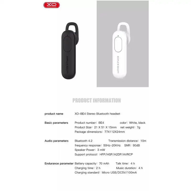 هندزفری بلوتوث ایکس او مدل BE4