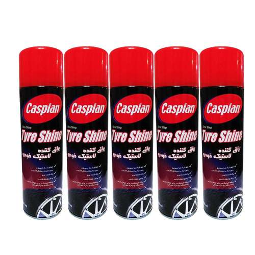 اسپری براق کننده لاستیک خودرو کاسپین مدل AM 5964 حجم 500 میلی لیتر بسته 5 عددی