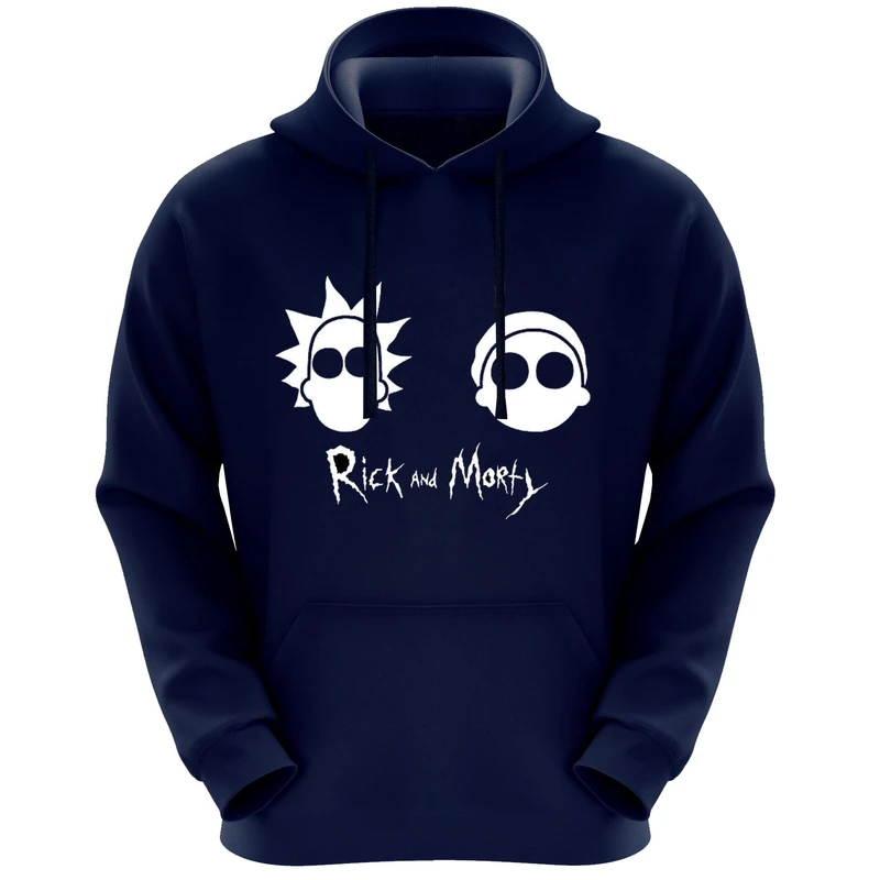 هودی مردانه طرح rick and morty کد F343 رنگ سرمه ای