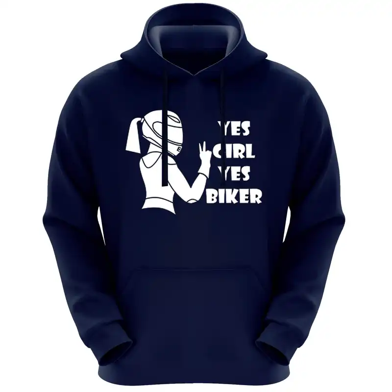 هودی زنانه طرح yes girl کد F153 رنگ سرمه ای