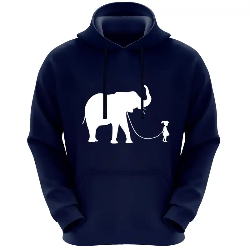 هودی زنانه طرح فیل کد F168 رنگ سرمه ای