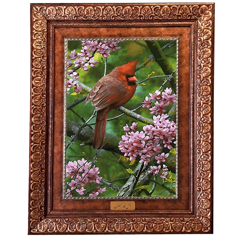 تابلو فرش ماشینی نقش نگار رضوی طرح پرنده کد 1021KP