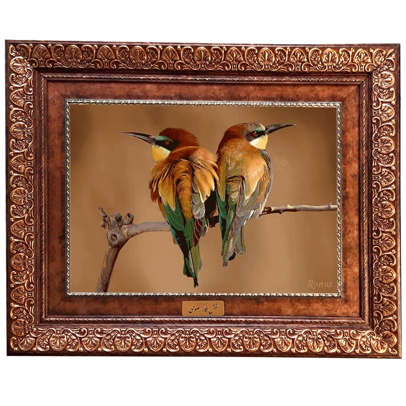 تابلو فرش ماشینی نقش نگار رضوی طرح پرنده کد 1033KP