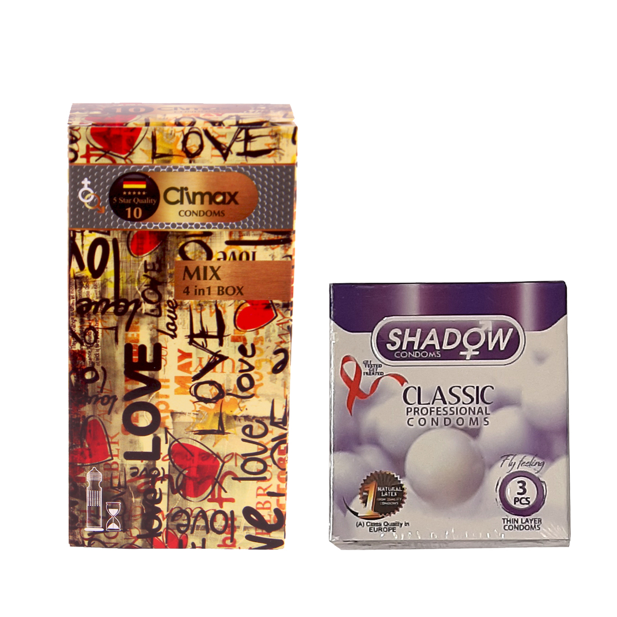 کاندوم کلایمکس مدل mix بسته 12 عددی به همراه کاندوم شادو مدل classic بسته 3 عددی 