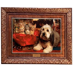 تابلو فرش ماشینی نقش نگار رضوی طرح سگ و گربه کد 1053KP