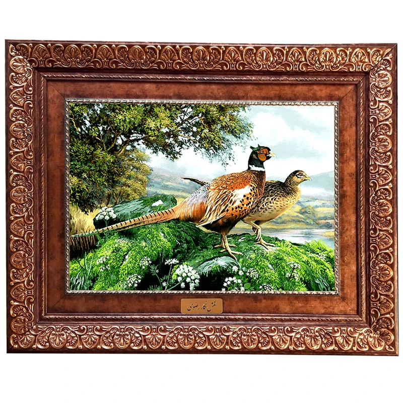 تابلو فرش ماشینی نقش نگار رضوی طرح پرنده کد 1056KP