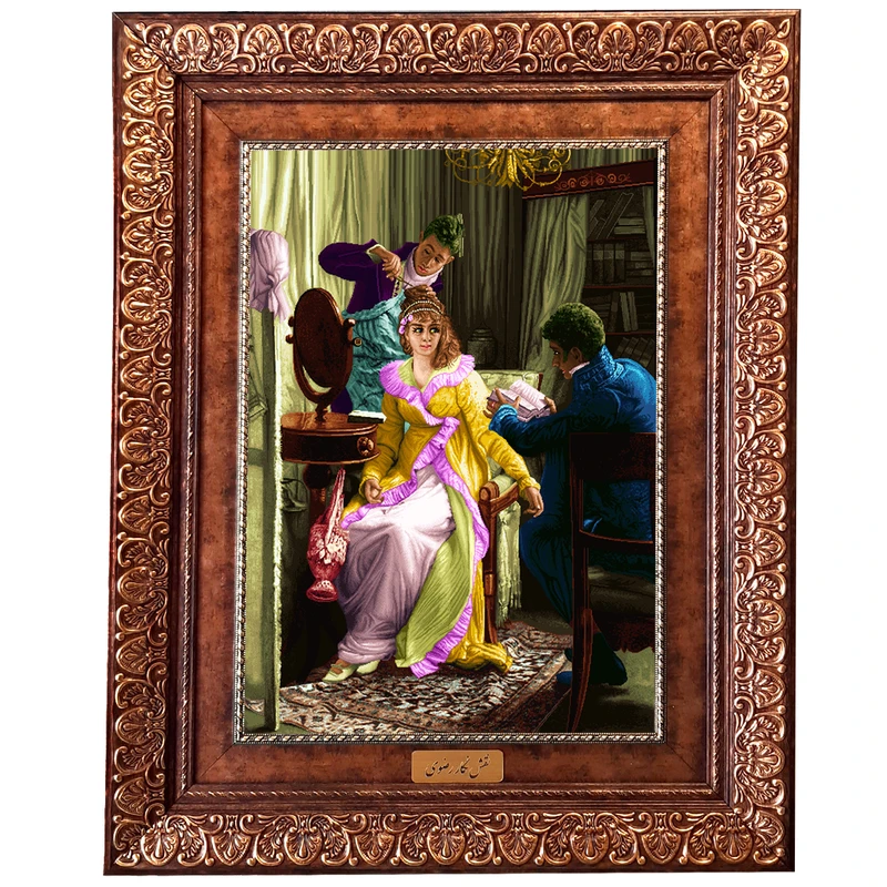 تابلو فرش ماشینی نقش نگار رضوی طرح عروس کد 813KP