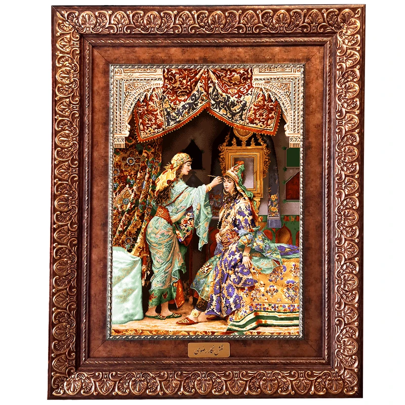 تابلو فرش ماشینی نقش نگار رضوی طرح دختران ایرانی کد 701KP