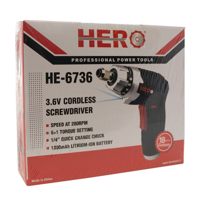 پیچ گوشتی شارژی هیرو مدل HE-6736 پیچ گوشتی شارژی هیرو مدل HE-6736